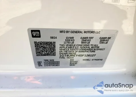 2025 GMC Sierra K2500 Denali z USA, uszkodzony, nr VIN 1GT4UREY4SF126127